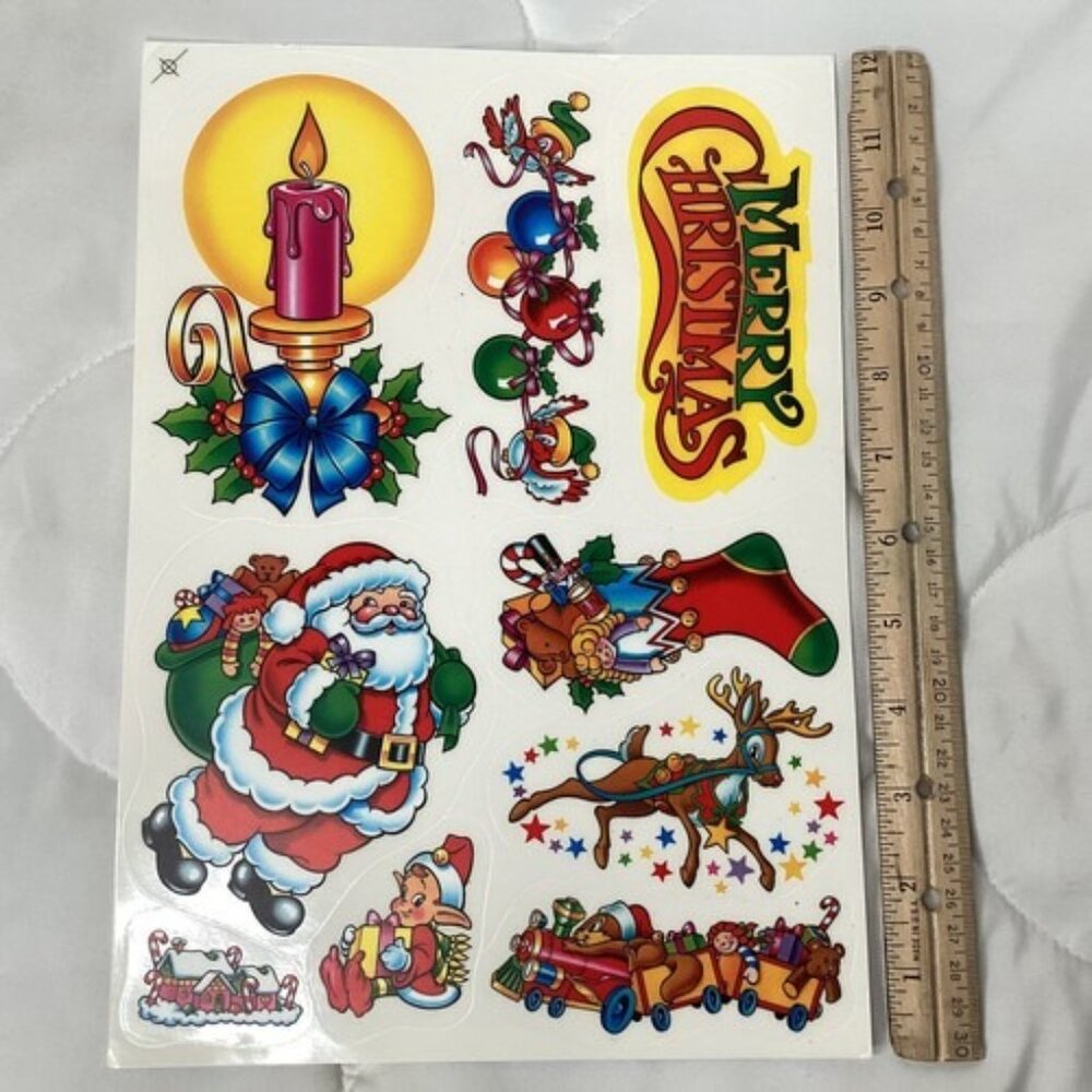 Vintage Christmas Static Cling Window Kit Santa Holiday 9x12 Sheets Set Of 5 - Picture 10 of 10